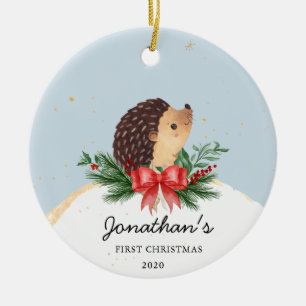 Hedgehog Baby's First Christmas Ornament