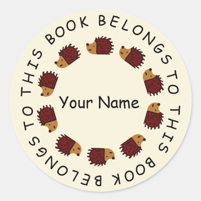 Hedgehog Back To School Sticker! Classic Round Sticker (Front)