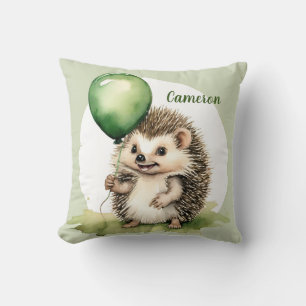 Hedgehog Balloon Cute Gender Neutral Personalised Cushion