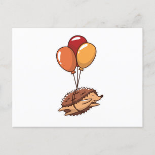 hedgehog balloons postcard