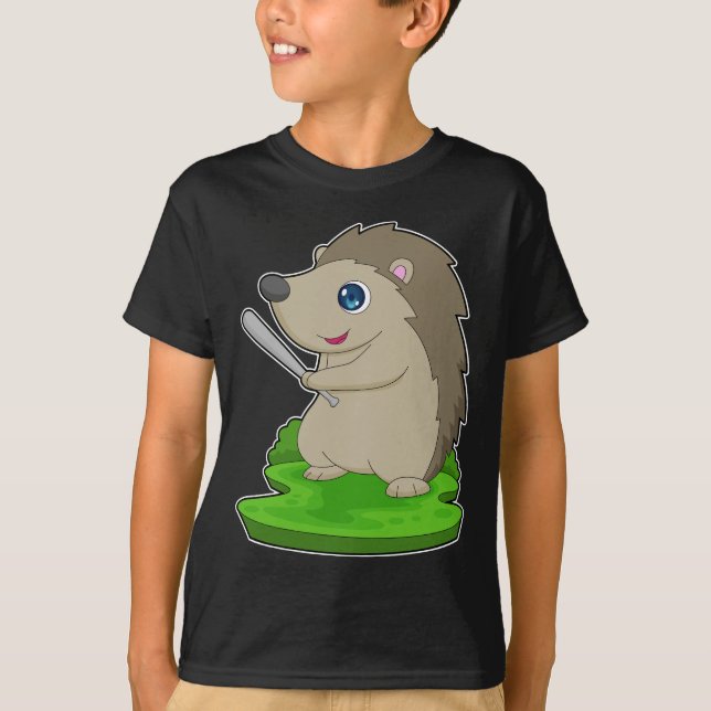 Hedgehog Baseball Baseball bat T-Shirt (Front)