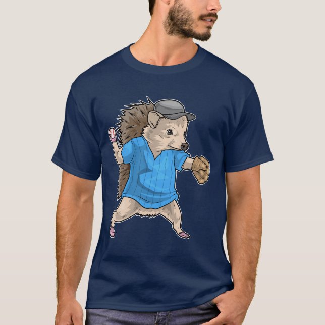 Hedgehog Baseball Baseball glove T-Shirt (Front)