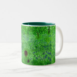 Hedgehog Bluebells Woodland Green Two-Tone Coffee Mug