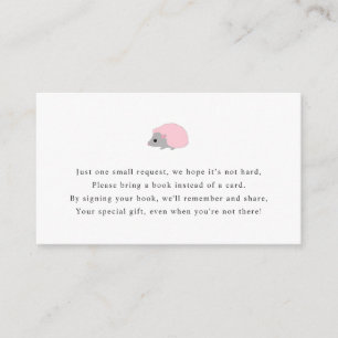 Hedgehog book request card for girl baby shower