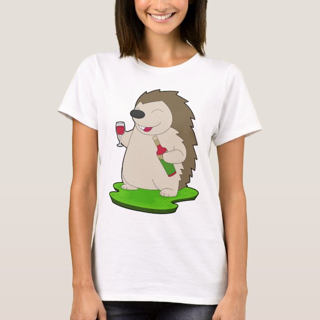 Hedgehog Bottle Red wine T-Shirt (Front)