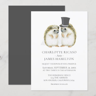 Hedgehog Bride Groom Cute Wedding Personalised Invitation