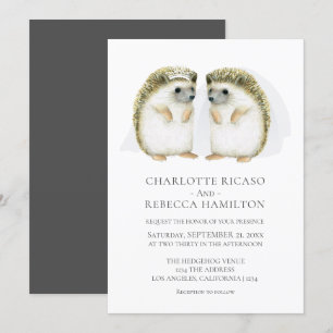 Hedgehog Brides Gay Cute Wedding Personalised Invitation