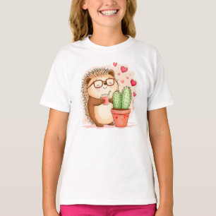 Hedgehog Cactus Cheers Watercolor T-Shirt