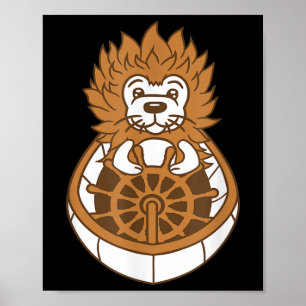 Hedgehog Captain Skipper Sails Cute Cartoon Sailor Poster