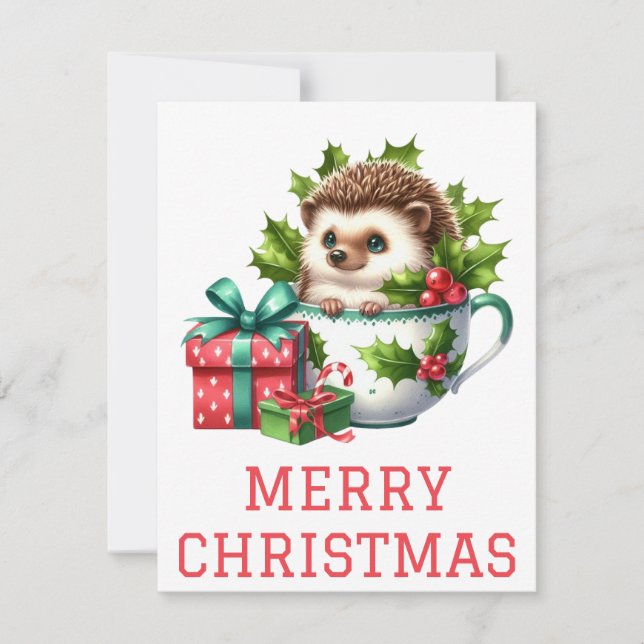 Hedgehog Christmas Card (Front)