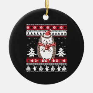 Hedgehog Christmas Ceramic Tree Decoration