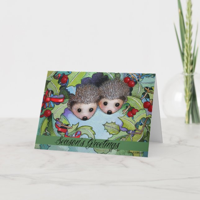 Hedgehog Christmas Holiday Card (Front)