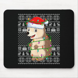 Hedgehog Christmas Lights Ugly Sweater Funny Santa Mouse Mat