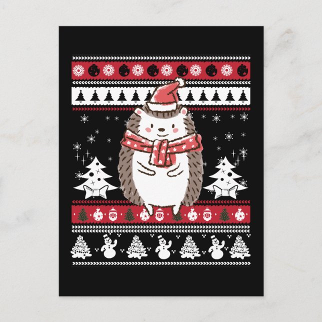 Hedgehog Christmas Postcard (Front)
