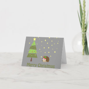 Hedgehog Christmas Scene Holiday Card