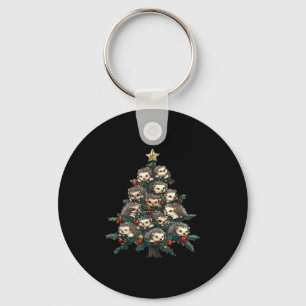 Hedgehog Christmas Tree Funny Hedgehog Xmas Key Ring