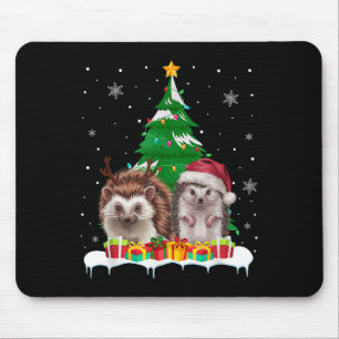 Hedgehog Christmas Tree Lights Santa Reindeer Xmas Mouse Mat