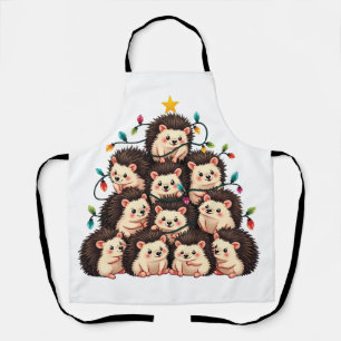 Hedgehog Christmas Tree Merry Christmas Xmas Apron