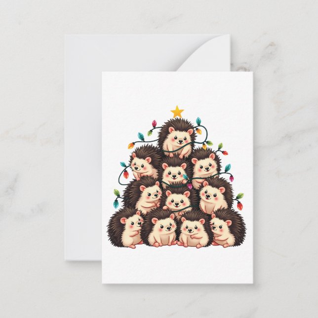 Hedgehog Christmas Tree Merry Christmas Xmas  Card (Front)