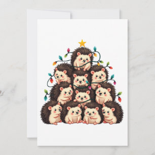 Hedgehog Christmas Tree Merry Christmas Xmas Invitation