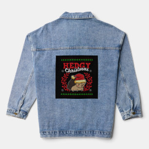Hedgehog Christmas Ugly Christmas Xmas Gift Denim Jacket