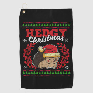 Hedgehog Christmas Ugly Christmas Xmas Gift Golf Towel