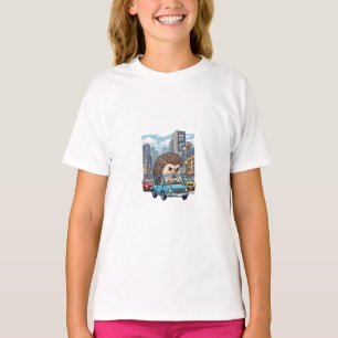 Hedgehog City Traffic Driver Kids T-Shirt