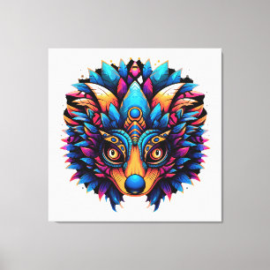 Hedgehog Colourful Pop Art Canvas Print