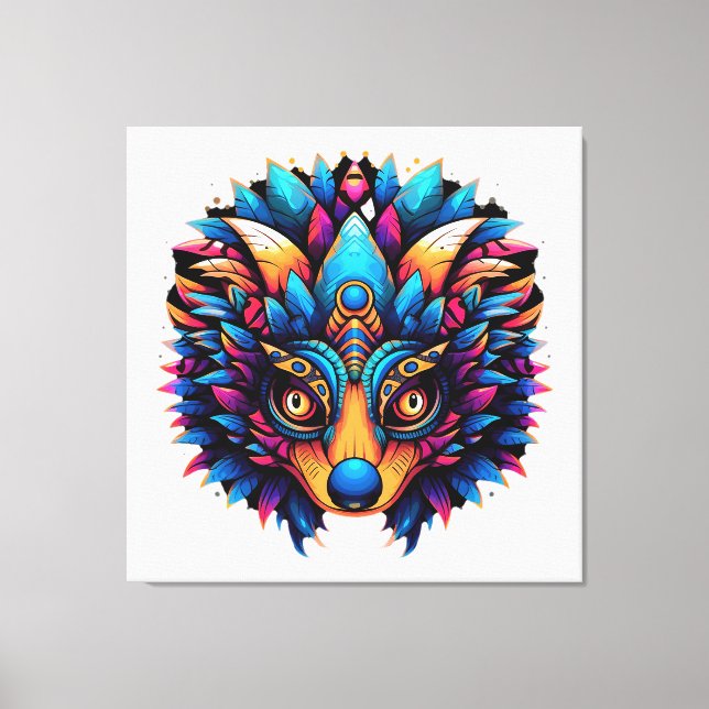 Hedgehog Colourful Pop Art Canvas Print (Front)