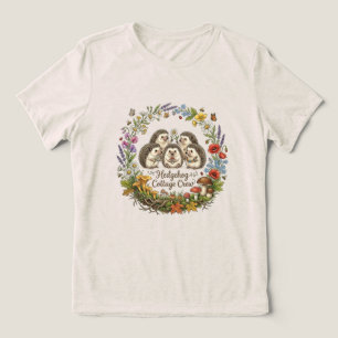Hedgehog Cottage Crew Cute Family Floral Wreath Tri-Blend Shirt