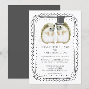 Hedgehog Couple Cute Wedding Personalised Invitation