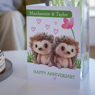 Hedgehog couple personalised Anniversary Card