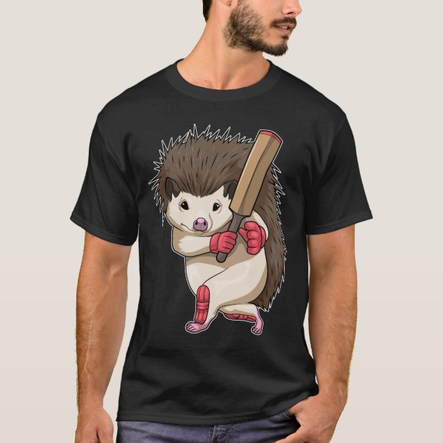 Hedgehog Cricket Cricket bat T-Shirt (Front)