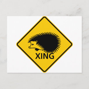 Hedgehog Crossing Highway Sign Postcard