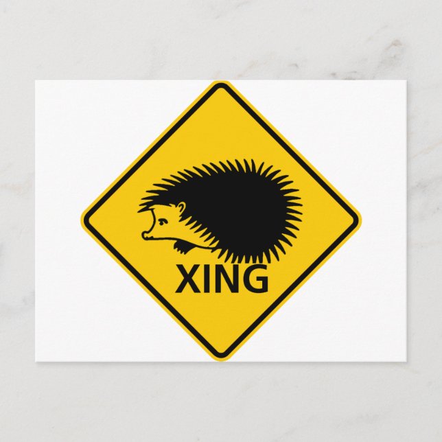 Hedgehog Crossing Highway Sign Postcard (Front)