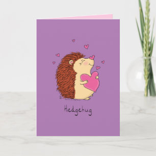 Hedgehog Cute Kids Valentine's Day Hugs Card