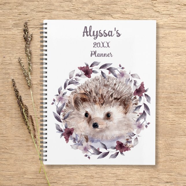 Hedgehog Cute Watercolor Baby Animal Name Calendar Planner (Creator Uploaded)