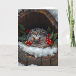 Hedgehog cute winter happiness card