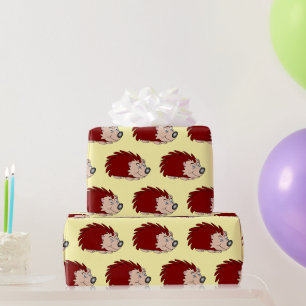 Hedgehog Design Any Colour Background Wrapping Paper