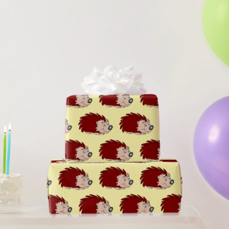 Hedgehog Design Any Colour Background Wrapping Paper