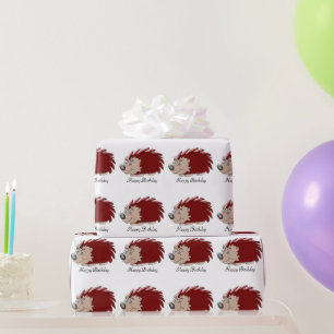 Hedgehog Design Birthday Wrapping Paper