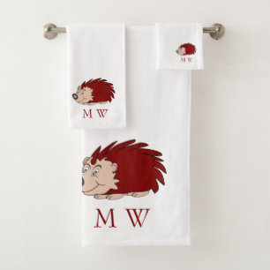 Hedgehog Design Monogrammed Bath Towel Set