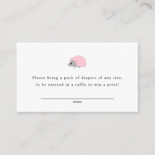Hedgehog diaper raffle card for girl baby shower