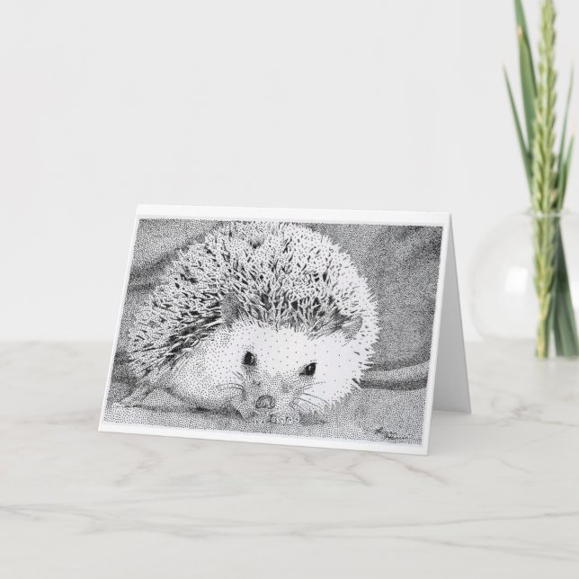 Hedgehog Drawing Greeting Cards (Front)