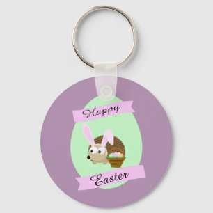 Hedgehog Easter Bunny Key Ring