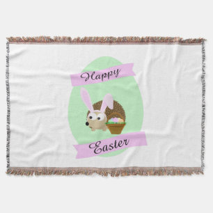 Hedgehog Easter Bunny Throw Blanket