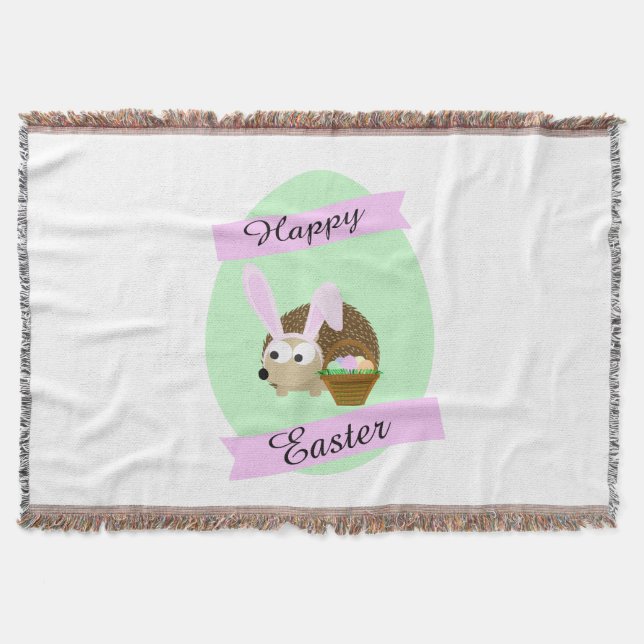 Hedgehog Easter Bunny Throw Blanket (Front)