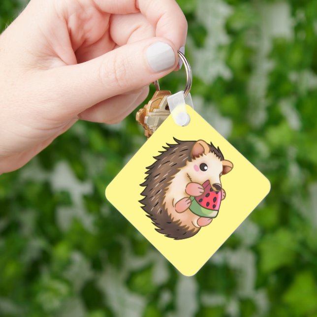 hedgehog eating a red watermelon,  key ring (Hand)