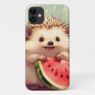 Hedgehog enjoying a piece of watermelon iPhone 11 Case