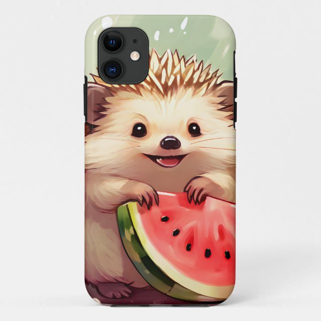 Hedgehog enjoying a piece of watermelon Case-Mate iPhone Case (Back)